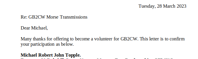 GB2CW appointment