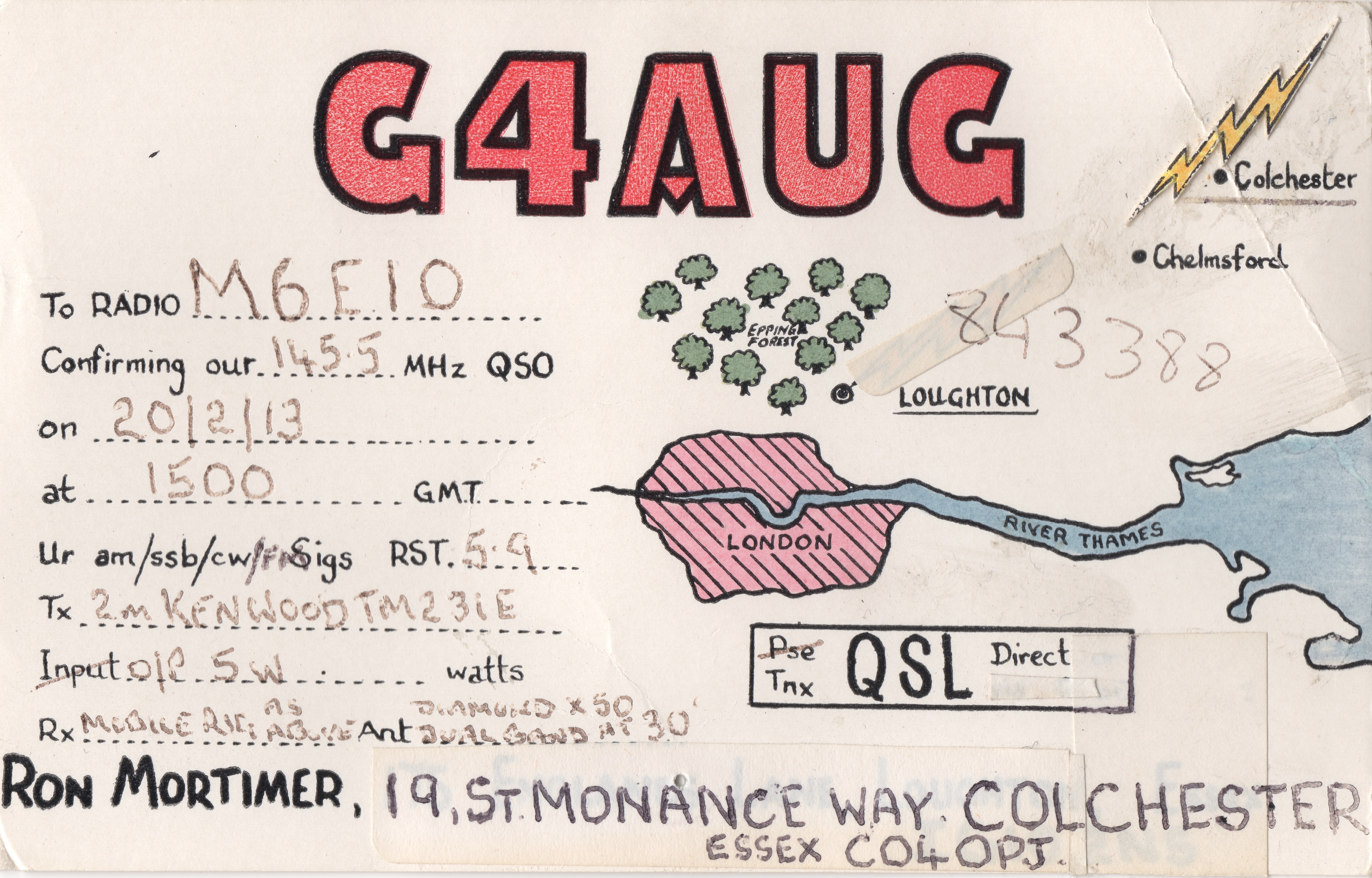 Ron's QSL card from 2013