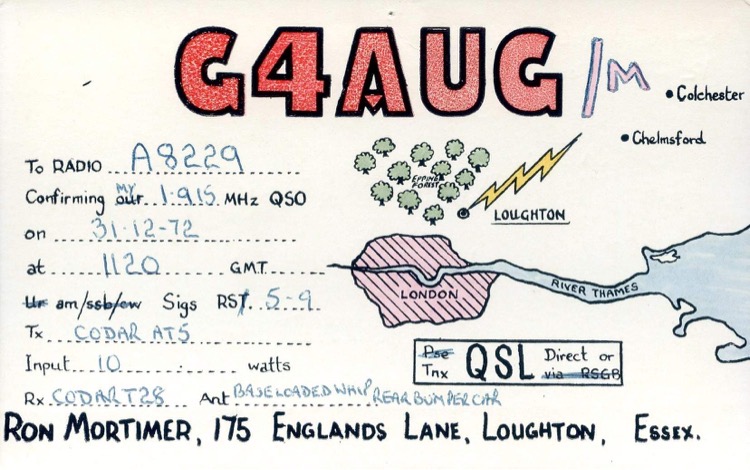 Ron's QSL card from 1972
